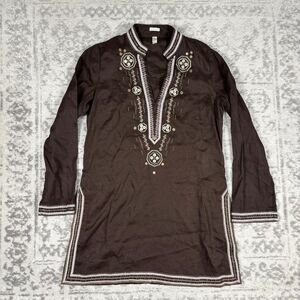 Old Navy Women's Perfect Fit Tunic Shift 100% Linen Brown Size Large